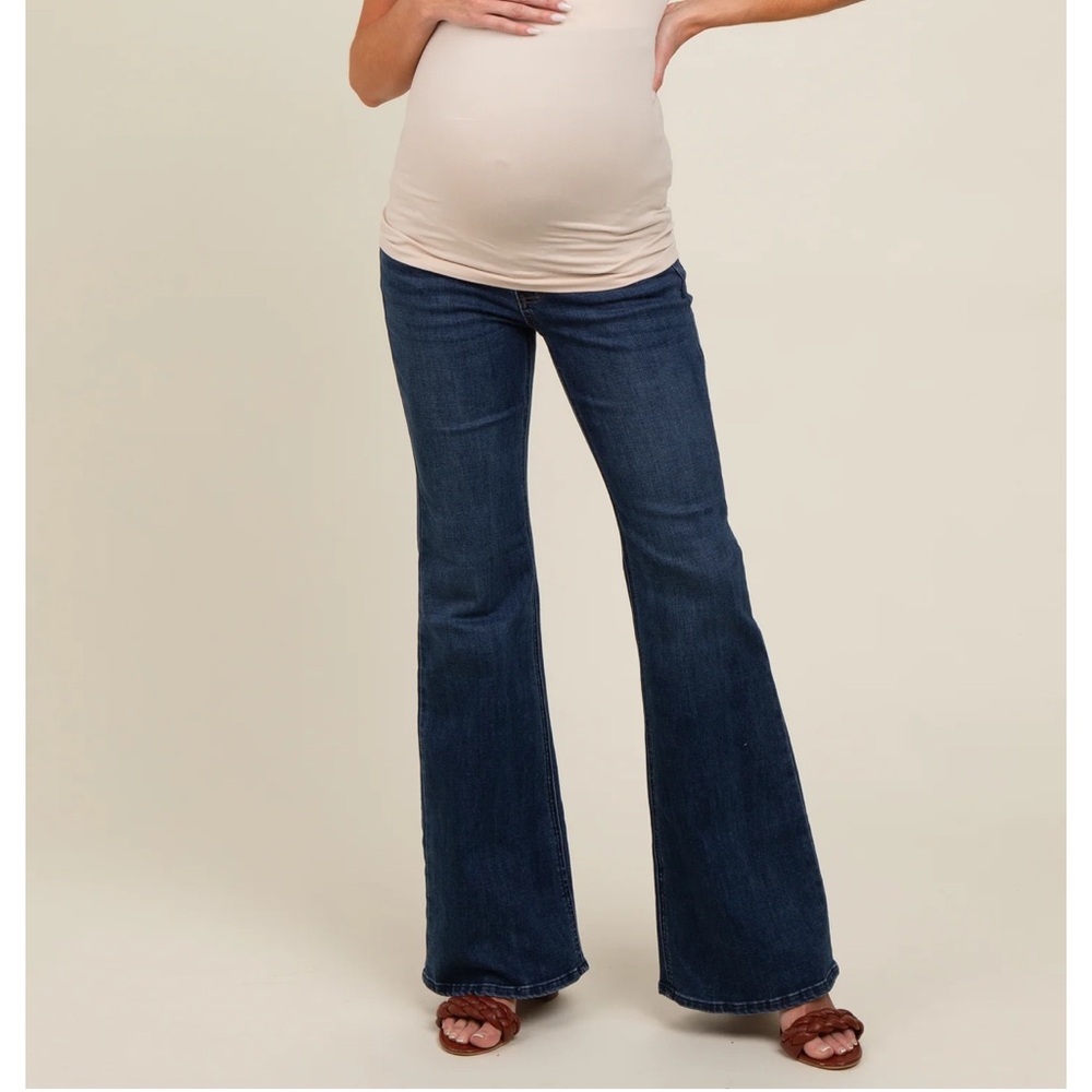 Pinkblush Dark Blue Maternity Flare Jeans